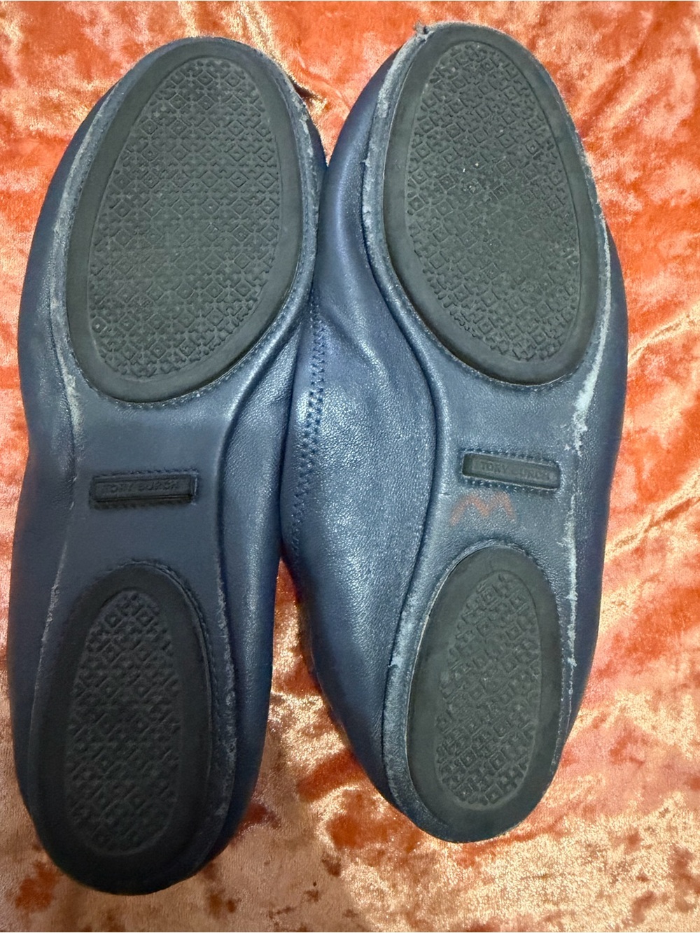 Tory Burch Navy Leather Logo Ballet Flats- Size 8.5 39 - Picture 5 of 7